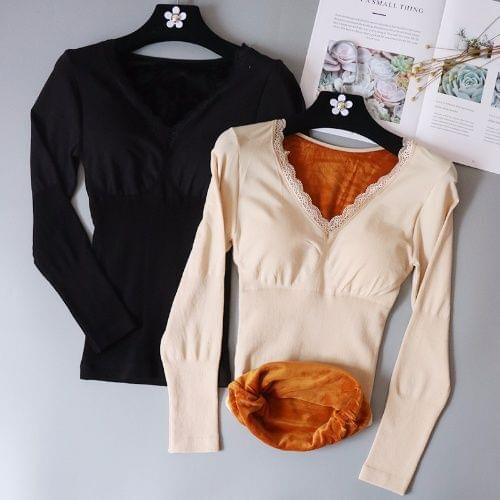 2021 Autumn Winter Thermal Underwear V-Neck Long Sleeves Seamless Thermal Shirt Female High Elastic Warm Slim Thermal Tops A415