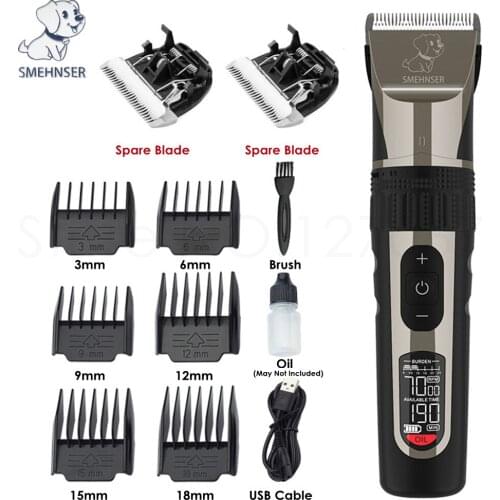 Pet Clipper USB Dog Clippers Dogs Grooming Clipper Set for Cats Professional Rechargeable Low-Noise Pet Hair Trimmer Comb 3-18mm