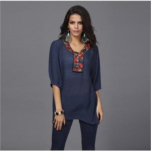 New Arrived embroidery Women top Summer Fashion Female Blouse Femininas Blusas Causal Print Blouses Plus Size high quality 16179