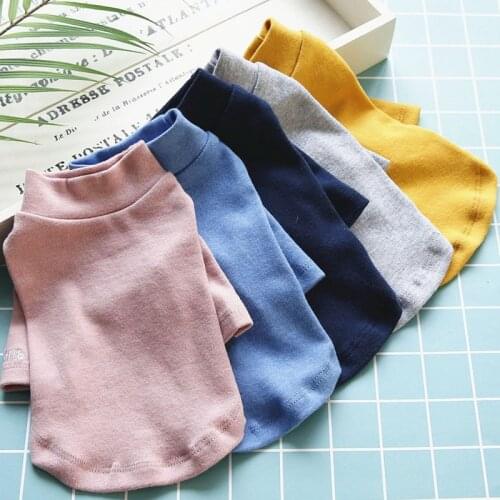 Cotton Pet Cat Clothes Dog Shirt Hoodies Pink Blue Navy Yellow O-neck Coat Jacket Tshirt Sweatshirt Outfit For Small Chihuahua L