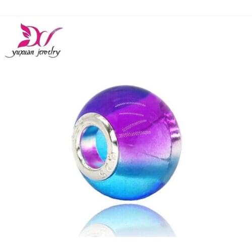 Arrival Gradient European Fashion Charms Murano Glass Beads Fit Boutique Style Charm Bracelets For Women Gradient Rainbow H314