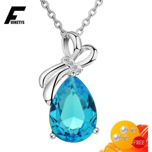 Trendy Necklace 925 Silver Jewelry Accessories for Women Wedding Party Water Drop Shape Zircon Gemstone Pendant Gift Wholesale