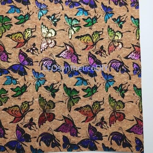 1PC 21X29CM Synthetic Letaher, Cuero Sintetico Butterfly on Cork Leather For Making Bows Accessories LEOsyntheticoDIY T24B