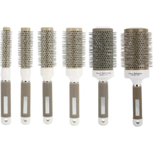 Round Brush Hair Blow Drying Styling Ionic Roll Nylon Bristles Blow Dryer Hairbrush Comb Hairdressing Tool Barber Supplies