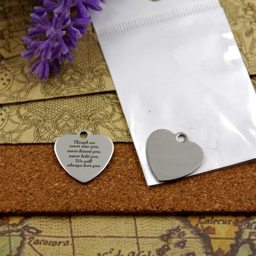 20pcs--stainless steel charms"though we never saw you... we will a lways love you" 5 style for choosing DIY Charms Pendants