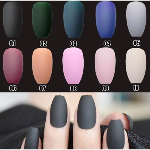 Multiple Color Coffin Design Matte Fake Nail Pure Color Candy Nail Simple Pattern Full Nail Kit Fashion Manicure Tool 24Pcs/kit