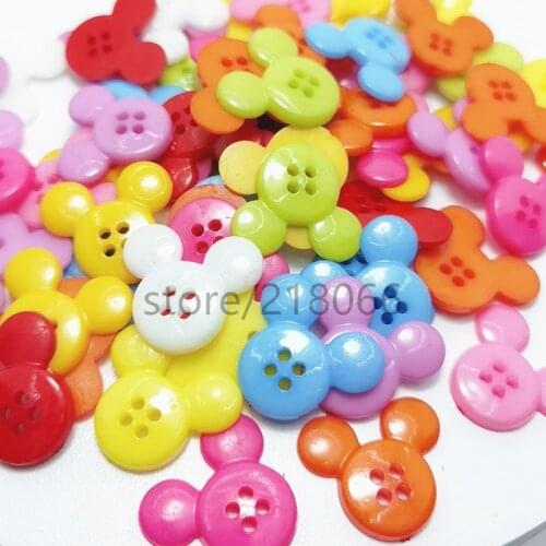 100Pcs Mix color cartoon mickey head plastic buttons child apparel supplies sewing accessories 20MM