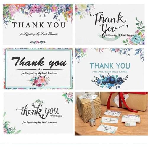 50Pcs Thank You for Supporting My Small Business Card Gift Thank You Card Baking Cake Package Decor Writable Card on The Back