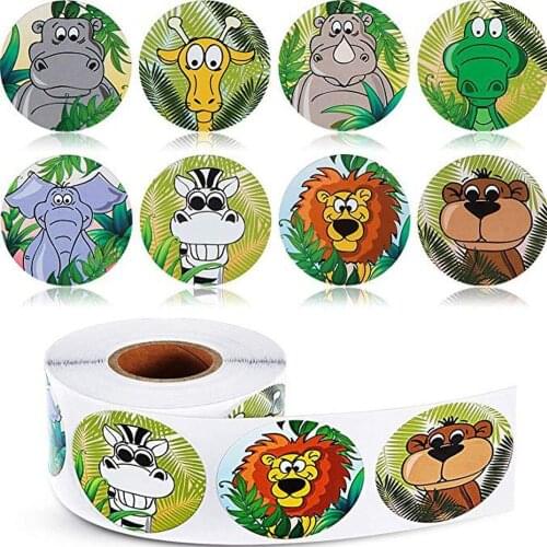 500Pcs/Roll Kids Zoo Animal Kids Stickers Kindergarten Award Stickers Book DIY Decor Sticker School Hearten Reward Stickers