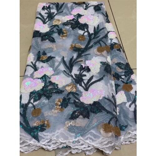 African Sequin Lace Fabric Nigeria Lace Fabric Bride 2021 Wedding Dress High Quality French Tulle Lace Fabric J3657