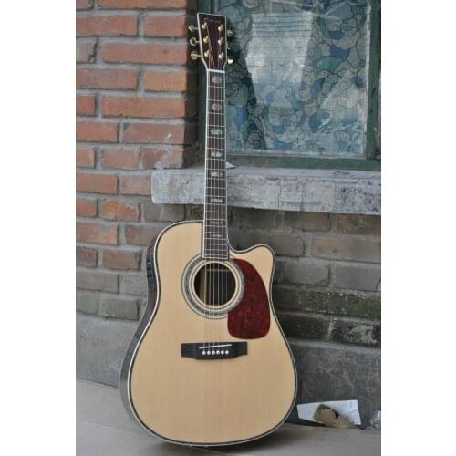 2018 New + Factory + cutaway acoustic guitar solid spruce top acoustic electric guitar classic KSG OEM single cut 41" guitar