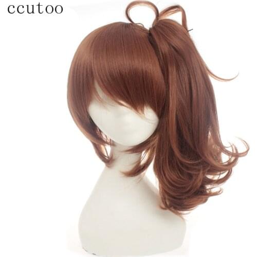 Ccutoo Females Brothers Conflict Ema Asahina Hinata Brown Synthetic Long Hair Cosplay Wigs Clip on Ponytail Heat Resistance