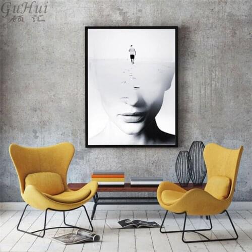 Black And White Athlete Figures Modern Beauty Canvas Painting Posters and Print Living Room Decorative Wall Picture Distance