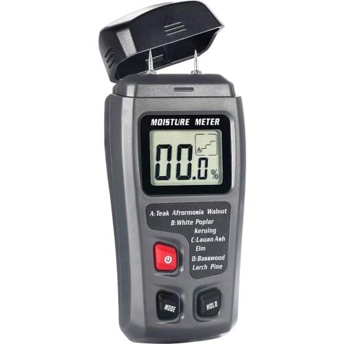 Digital Wood Moisture Meter Handheld 2 Pins Timber Lumber Damp Humidity Detector Tester with Large LCD Display