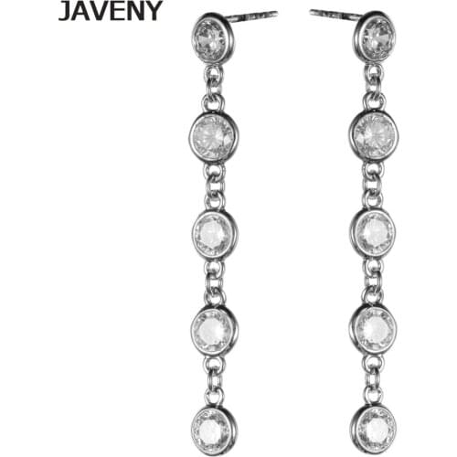 925 Sterling Silver Dangling Long Station Cubic Zirconia Womens Girls Bridal Wedding Earrings Birthday Gifts 6pcs Lot Wholesale