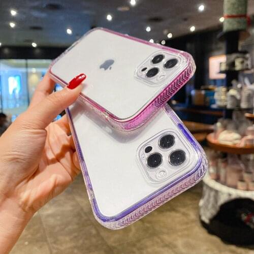 Full Body Protection Hybrid Transparent Case for iPhone XR 11 12 Pro Max X XS 7 8 Plus SE 2020 Shockproof Candy Color Soft Cover