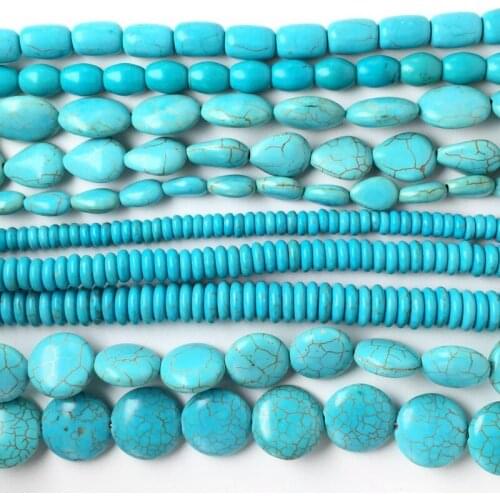 10Style Faceted Round Water droplets Heart Howlite Flower Peace Cross Natural Turquoises Loose Seed Beads For Jewelry Making DIY
