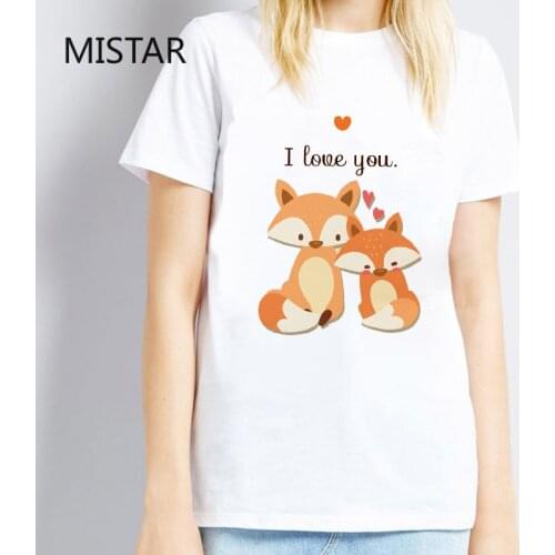 Kawaii fox printed t shirt Women cute cartoon t shirt Fashion Short Sleeve new Summer T-shirt Female White Tops women Clothing