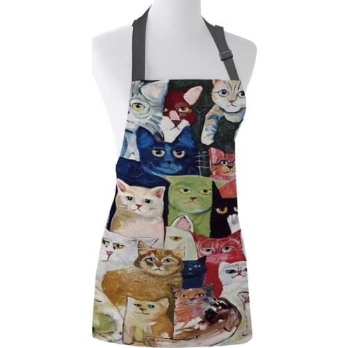 Group Of Cats Kitchen Aprons BBQ Bib Apron for Cooking Baking Restaurant Pinafore Home Christmas Decorations