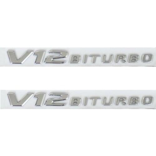 Chrome Letters V12 BITURBO Emblems Badges for Mercedes S65L S63 2017