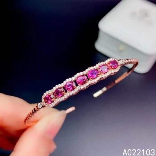 KJJEAXCMY fine jewelry 925 pure silver inlaid natural pyrope garnet New girl fresh elegant simple gem open Bracelet support test