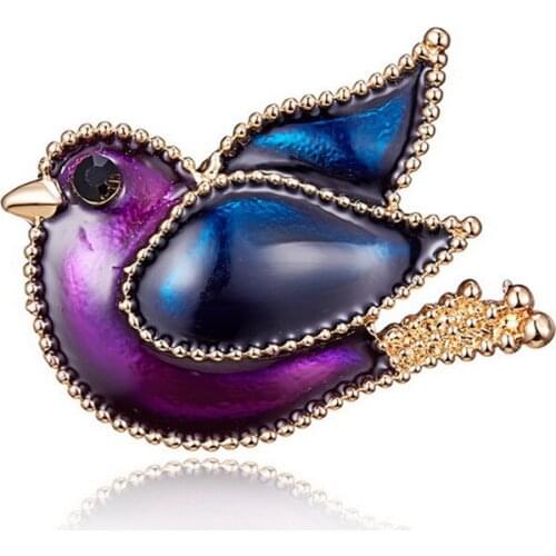 WWLB Classic Gold Color Alloy Purple Enamel Pin Swallow Brooch Scarf Pins Banquet Metal Bird Brooches Weddings Accessories Gifts