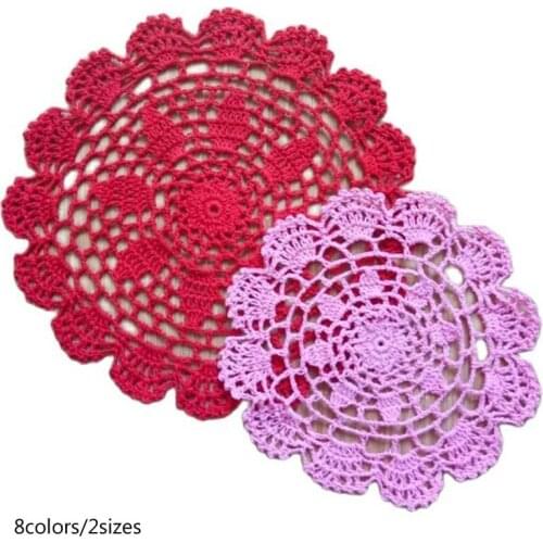 20/25cm Round lace cotton table place mat crochet coffee placemat pad Christmas drink coaster cup mug tea dining doily kitchen