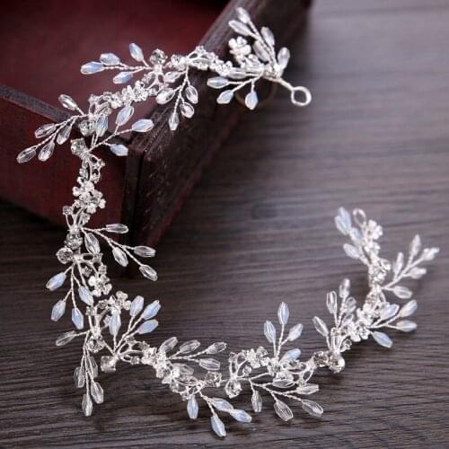 Fashion Leaves Silver Color bridal hair accessories Handmade Crystal Hair Jewelry Wedding Accessories Headband Women Headpiece