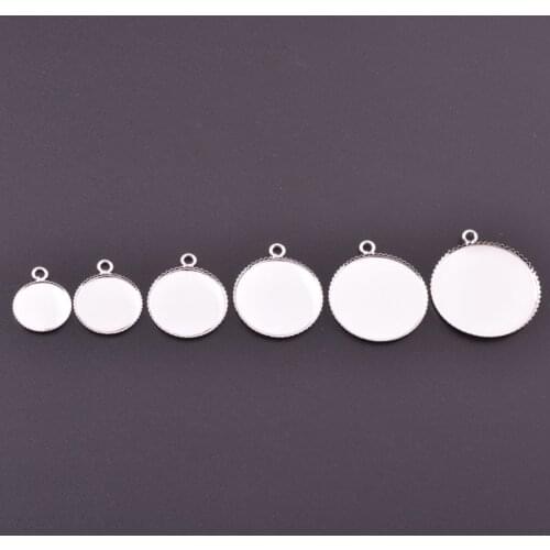 12pcs 10mm 12mm 14mm 16mm 18mm 20mm Silver Color Cabochon Base Charms