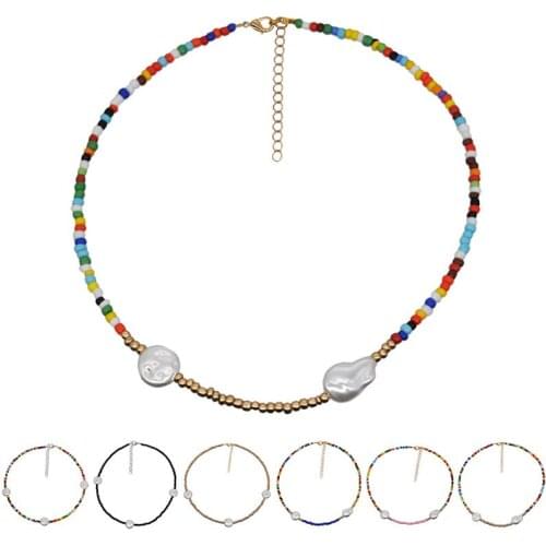 1pc Bead Necklace Bohemian Style Ethnic Boho Beaded Choker Clavicle Necklace Jewelry Accessories For Hawaii Beach Party