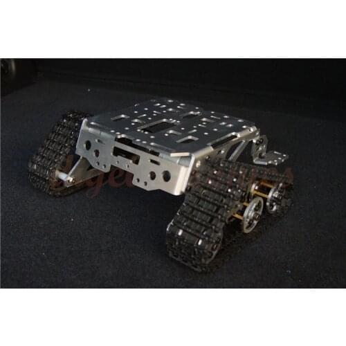 Smart Car Platform Tracked Robot Metal Aluminium Tank Chassis With 2 Strong Power Motors 7-12V for Robot Frame Kit Assembled