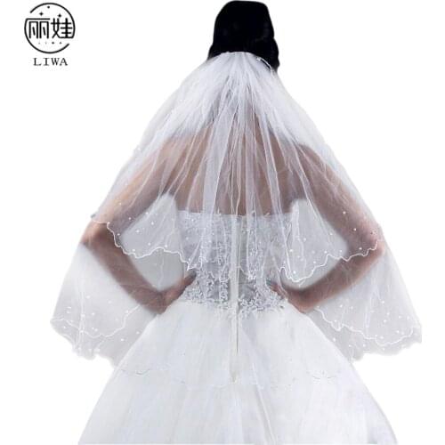 Luxury Beaded Wedding Veil Long White Bridal Veil Wedding Dress Accessories Veu Para Vestido De Noiva 2017 New Arrival CK193