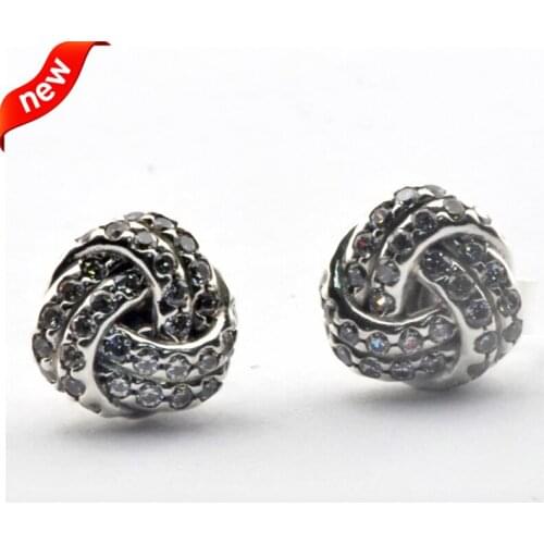Earrings For Women Brincos Sterling-Silver-Jewelry Sparkling Love Knots Earrings Silver 925 Brinco Para as Mulheres Oorbellen