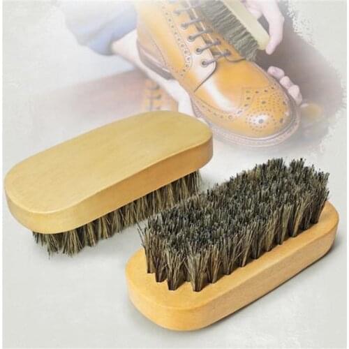Pig Hair Shoe Shine Brushes With Horse Hair Bristles For Boots Shoes Care Cleaning Brush For Suede Nubuck Boot