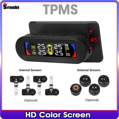 TPMS color large screen wireless tire pressure temperature alarm monitoring system solar charging IP67 waterproof tpms sensors