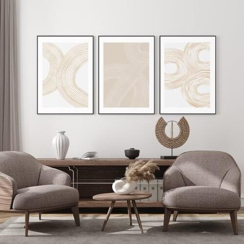 Nordic Abstract Beige Line Poster Wall Art Pictures Canvas Prints For Modern Home Minimalist Decor Interior Paintings