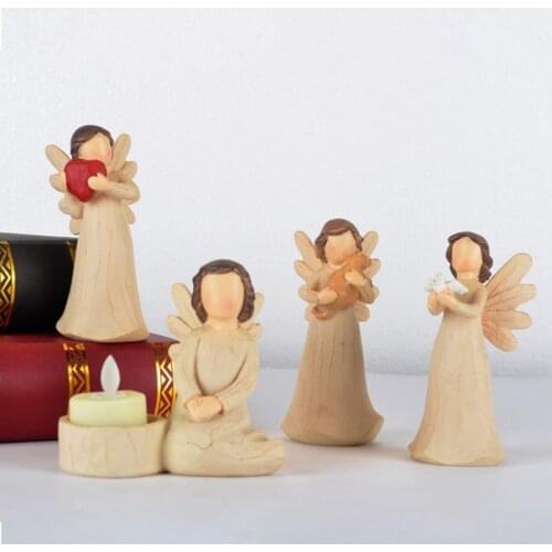 Angel Statue and Figurine Cream Angel Holding Heart Angel Sculpture For Gift Souvenir Indoor Outdoor Home Garden Decoration