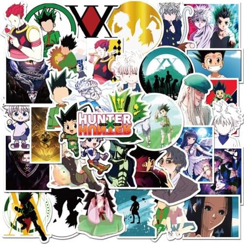 50PCS HUNTER×HUNTER Anime Stickers DIY Fridge Skateboard Guitar Laptop Guitar Luggage Waterproof Cool Sticker Decals for Kid Toy