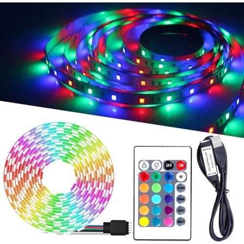 USB LED Strip Lamp 2835 SMD DC5V Flexible LED Light Tape Ribbon 1M 2M 3M 4M 5M HDTV TV Desktop Screen Light RGB Decorative LED