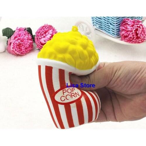 Free DHL 100pcs 7.5*12cm Jumbo Popcorn Squishy Stress Reliever Soft Squishies Phone Straps Bag Pendant Slow Rising Squeeze Toy