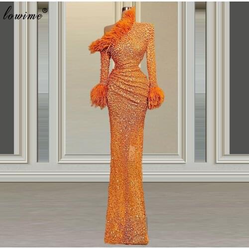 2 Designs Muslim Mermaid Evening Dresses Long One Shoulder Evening Gowns Sequins Prom Dresses Party Pearls Gowns вечернее платье
