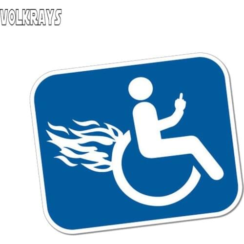Volkrays Funny Car Sticker Disable Furious Wheelchair Accessories Reflective PVC Decal Gor Motorcycle Subaru Forester,9cm*11cm