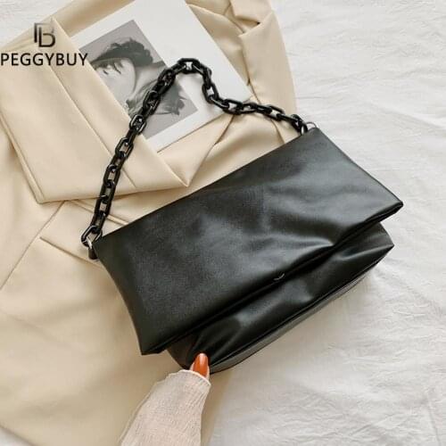 Thick Chain PU Leather Shoulder Underarm Bags for Women 2021 Crossbody Handbags and Purses Female Travel Luxury Trending bag