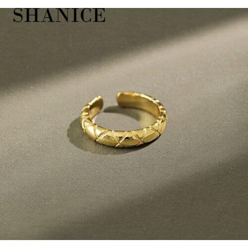 SHANICE Vintage Original Smooth Face Rhombic Wide Opening Rings For Women 925 Sterling Thai Silver Women Index Finger Ring