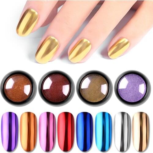 1 Box Nail Laser Mirror Glitter Titanium Powder Metallic Color Nail Art UV Gel Polishing Chrome Pigment Dust Decoration Manicure