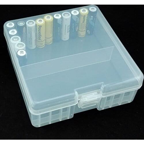 1PCS Portable Battery Holder Organizer for 100pcs AA Batteries 14500 Battery Case Cover Holder Storage Box Plastic Transparent