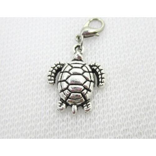 New Arrive 10pcs Silver Sea Turtle Charms Lobster Clasp Charms Diy Jewelry Accessory For Bracelets Floating Hanging Charms