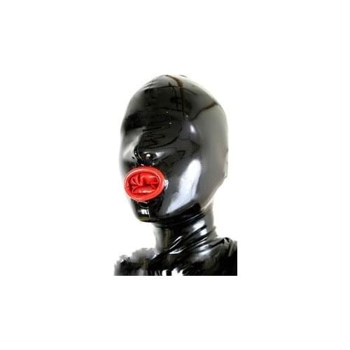 100% natural latex mask rubber head hood fetish cosplay with condom