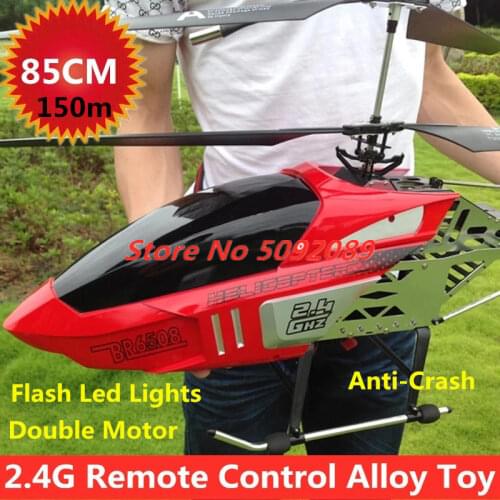 2.4G 4CH 6 Axis Flybarless Double Flexible Propeller Anti-crash RC Helicopter 85CM Big Size Alloy Aircraft UAV Electric Toys