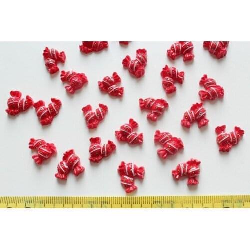 200pcs Resin red double dotted Candy Sweets Cabochons (15mm) Cell phone decor, hair pin, rings DIY handpaint